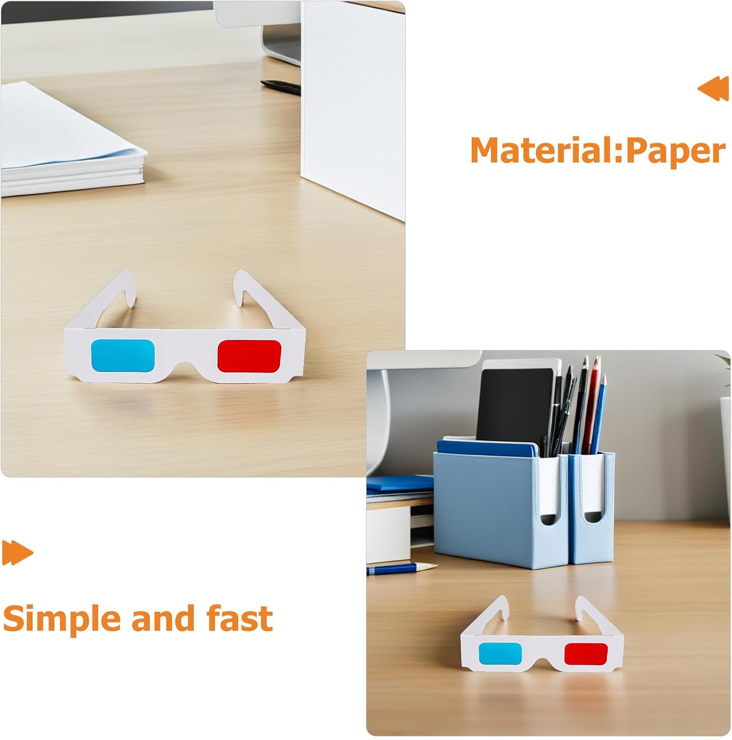 Homoyoyo 200pcs Red Blue Anaglyph 3D Glasses Cardboard Movie Theater Viewing Glasses for Stereoscopic Films and 3D Videos