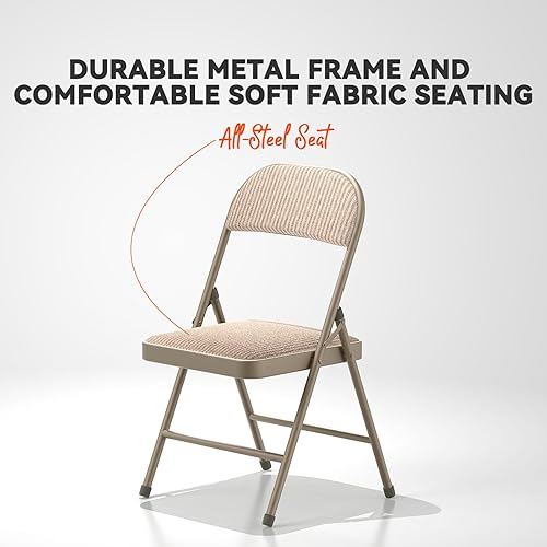 Miniatura 4 de Nazhura Paquete de 4 Sillas Plegables, Juego de Sillas de Comedor de Tela con Cojín Acolchado y Respaldo, Asiento Interior y Exterior para Hogar