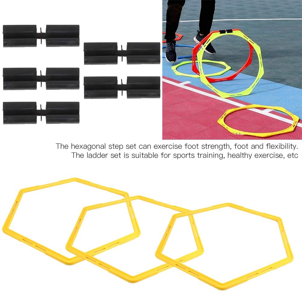6 Stück Hexagon Agile Circle, Hexagon Agility Ring Trainingskreis Ring Speed ​​Agility Ladder Hexagonal Step Suit Fußballausrüstung Trainingsringe Speed Ringe für Fitnessgeräte Sport Workout Home Gym
