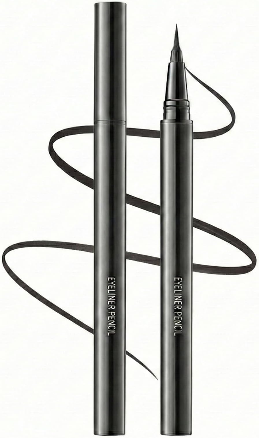 Sleek Black Eyeliner Pencil With Fine Precise Tip For Defining Eyes - Long Lasting Waterproof Smudge Proof Gel Formula Professional Makeup Tool Winged Looks Matte Finish Easy Glide Application