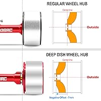 Vista 3 de OGRC - Ruedas 1.0, llantas profundas, compensación negativa de 0.276 in, ruedas para SCX24 C10 JLU Deadbolt Gladiator Bronco 1/24 Crawler Car (rojo)