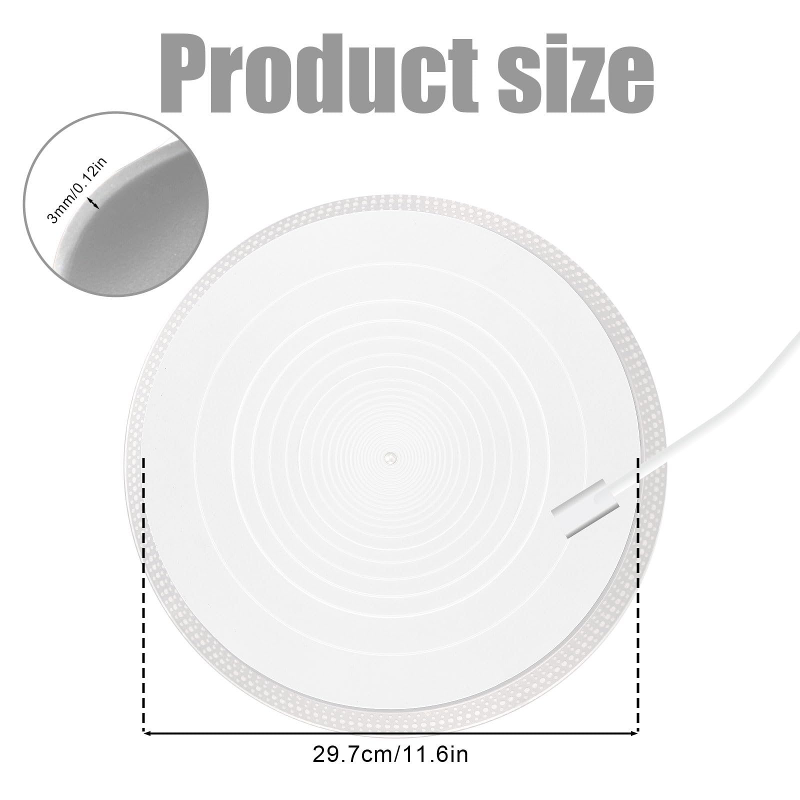 Turntable Platter Mat, 12 Inch Diameter Silicone Turntable Mat Anti-Static Anti-Slip Turntable Pad Record Player Mat LP Slipmat for Vinyl Record Mat Replacement Accessories (White)