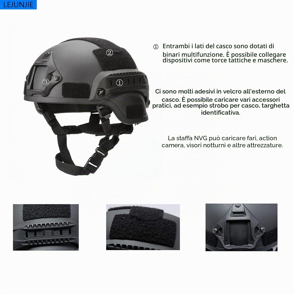 MICH Caschi tattici con maschera staccabile per Airsoft, Paintball e Caccia - Perfetti per le attività all'aperto