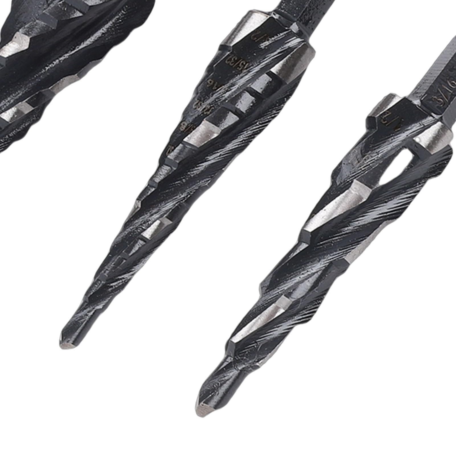 Lot de 4 forets étagés HSS hélicoïdaux avec tige hexagonale de 0,6 cm et 1 cm pour acier inoxydable, métal, bois, plastique et aluminium, revêtement en nitrure,