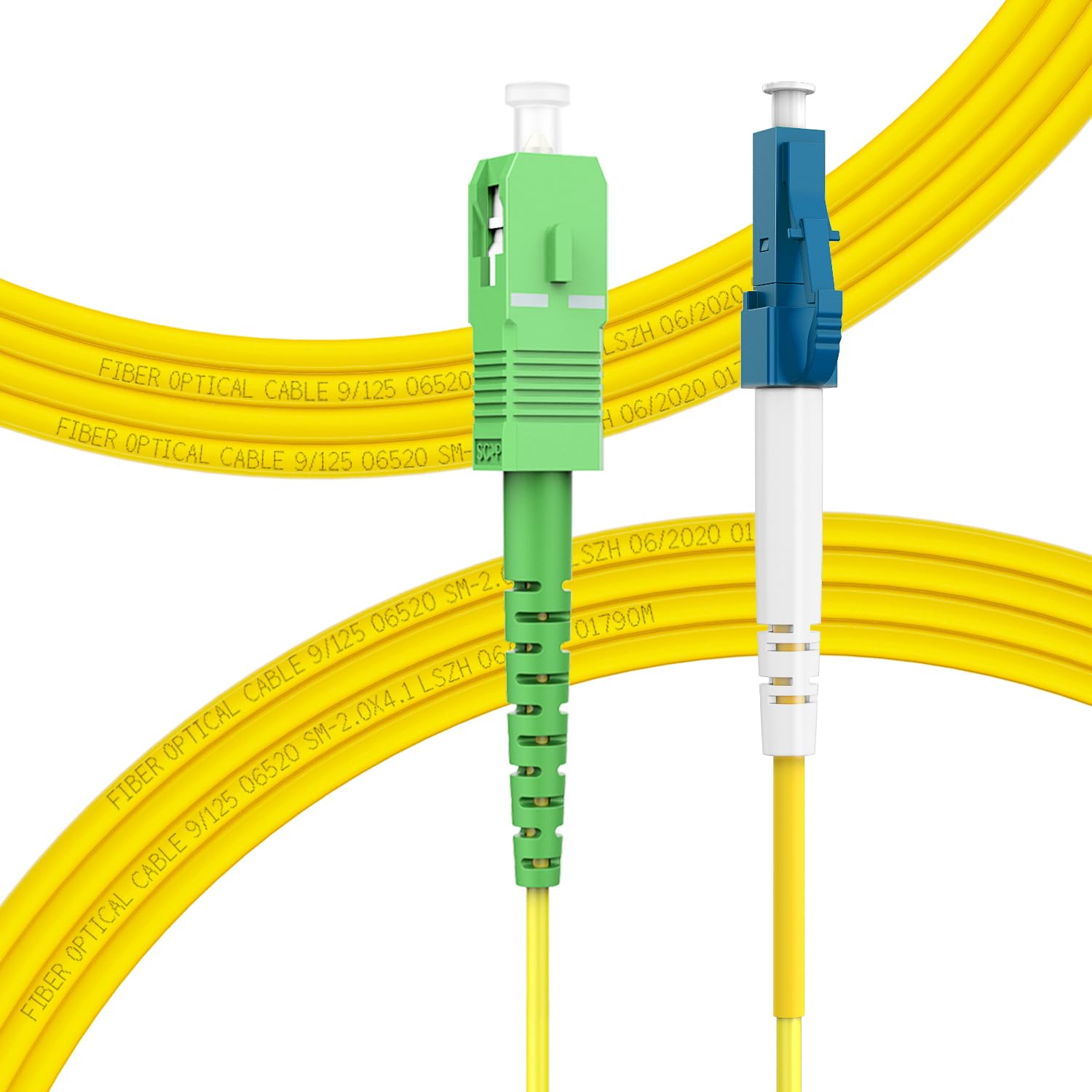 FLYPROFiber- 50m/164ft SC/APC to SC/APC Optic Fiber Cable, OS2 Single Mode Fiber Patch Cable, Simplex, Length Option: 0.5m-50m 9/125um LSZH Yellow OD-2.0mm 50M(164ft)