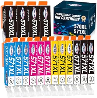 MG5750 Ink Cartridges Replacement for Canon 570 571 570XL 571XL Multipack for Pixma MG5750 TS5050 TS5051 MG5751 TS5055 MG5752 MG6850 MG5753 MG6851 MG6852 TS6051,BlackYellowCyanMagenta16-Pack