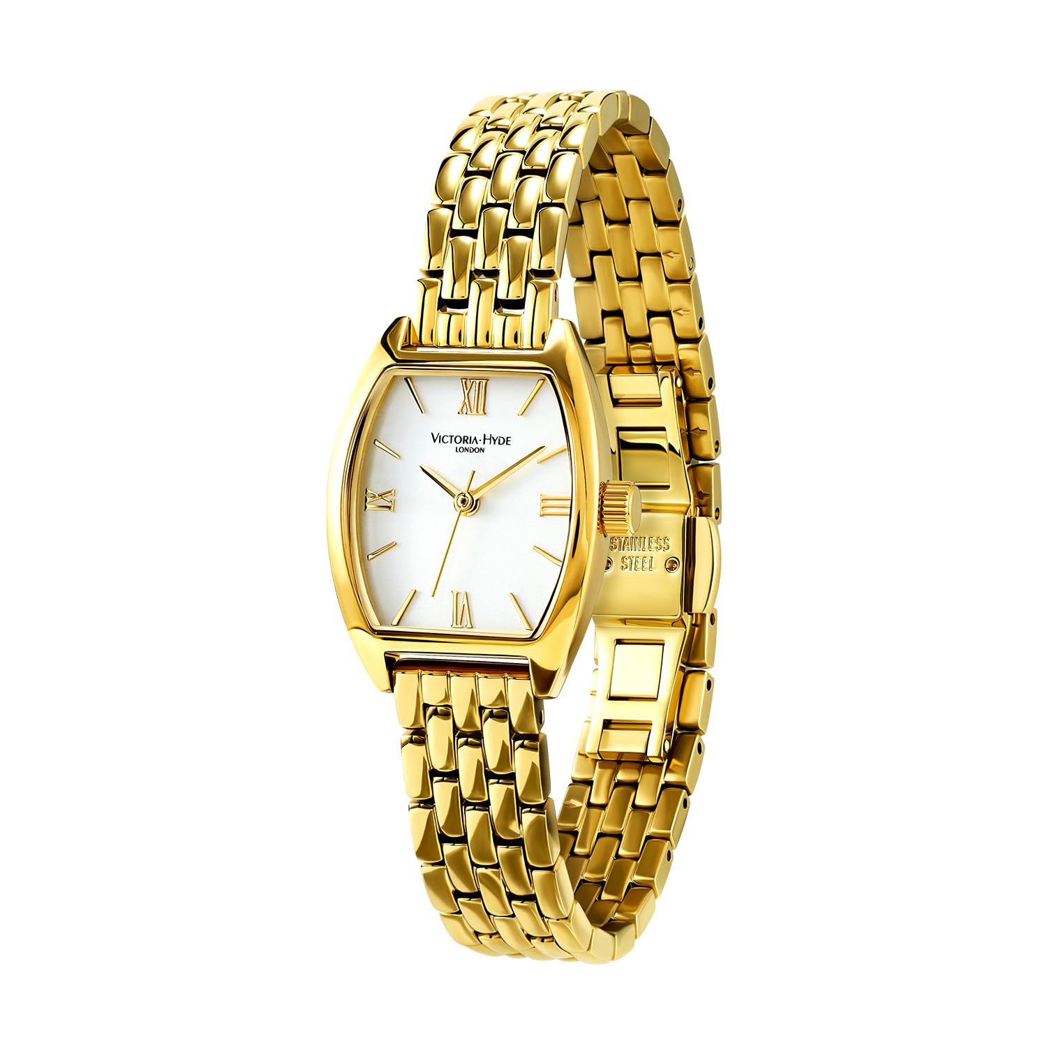 VICTORIA HYDE Reloj de pulsera para mujer de oro, rectangular, analógico, de cuarzo, elegante número romano, reloj de pulsera para mujer
