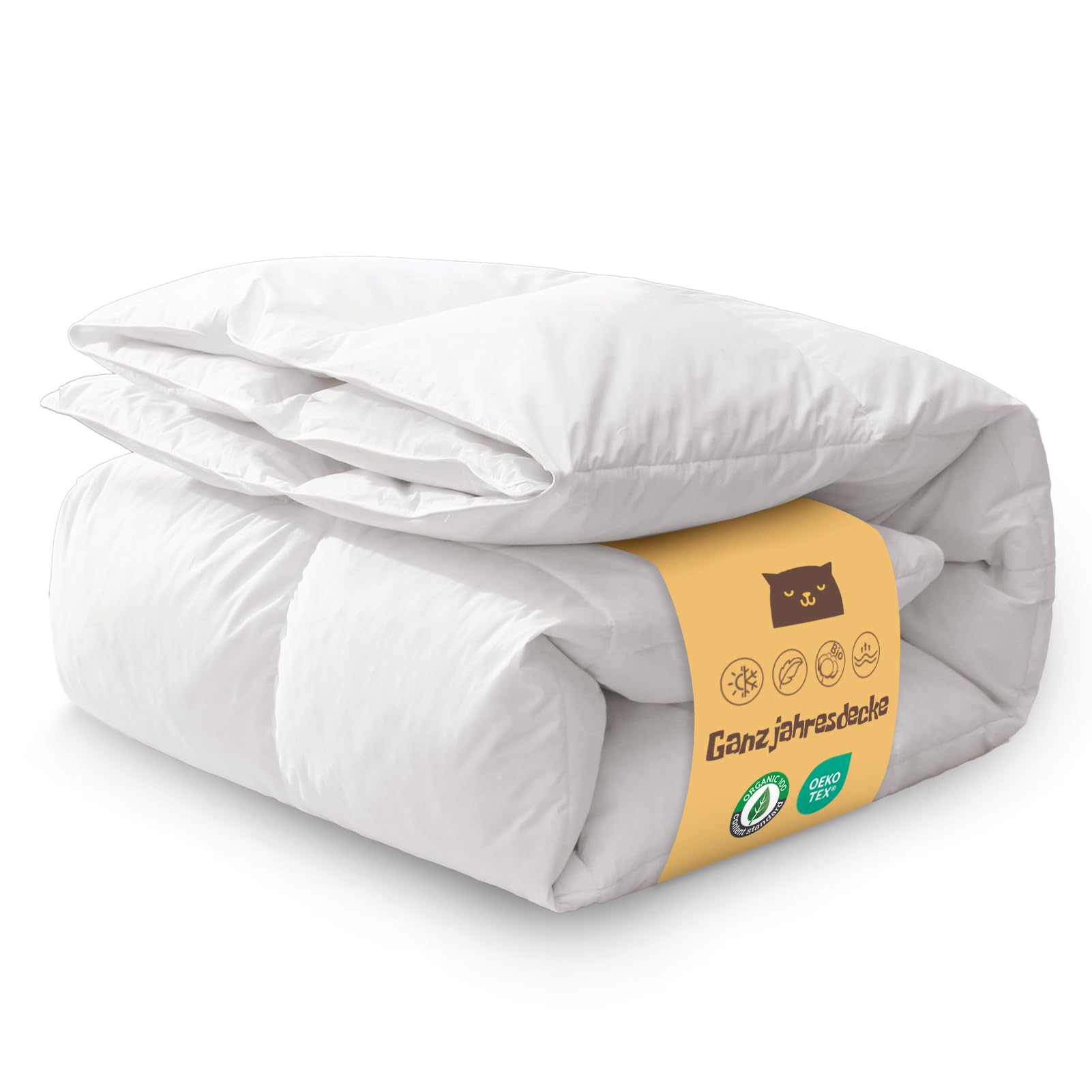 Ganzjahresdecke Daunendecke 135 × 200 cm | Öko-Tex und RDS 100% Baumwolle Bezug, Atmungsaktiv und Pflege Leicht