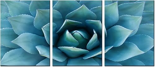 Miniatura 1 de Biuteawal - Lienzo moderno para pared, pintura de agave azul, pintura de plantas, decoración de pared, turquesa y verde azulado, impresión artística