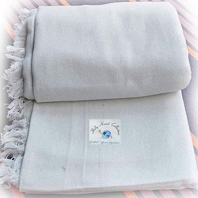 HOLY HEART COLLECTIONS Handloom Made Single Bed Cotton Khadi Khes,Comforter,AC Blanket,Cotton Sheet,Throw -Set of One Pc, Color- White Plain, Size -Standard