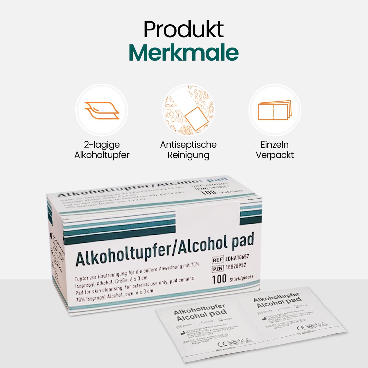 200 tamponi imbevuti di alcool al 70% di alcool isopropilico di primo soccorso, confezionati singolarmente, tamponi imbevuti di alcool per pulizia generale, 2 strati