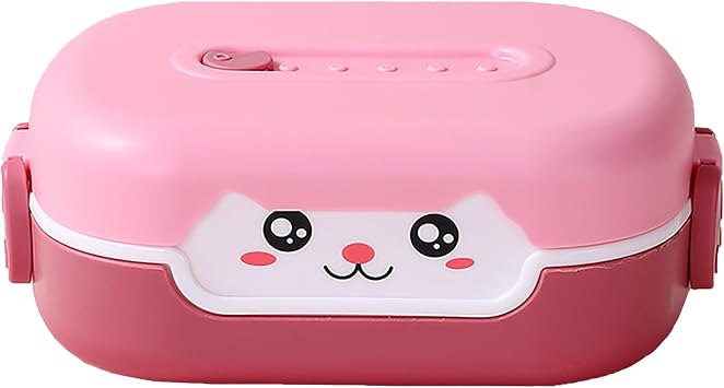 Cute Oval Bento Box, 2 Compartment Leakproof BPA-Free Snack Container