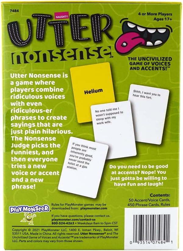 Utter Nonsense Naughty Edition - The Crazy Board Game of Voices and Accents - Adult Version - Mature Content - 17+