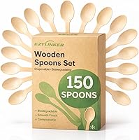 Vista 1 de 150Pack Compostable Spoons - Alternative to Plastic Spoon & Bamboo Spoons, Eco Friendly, Biodegradable, Compostable Tableware Set - 100% Disposable