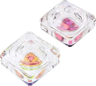 FRCOLOR 2Pcs Prego Dappen Prato Copo de Cristal Copo de Vidro Arte Unha Acrílico Recipiente de Pó Líquido para Salão de Manicure Suprimentos Quadrado