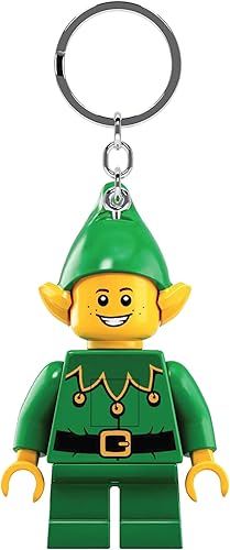 LEGO - Llavero de luz clásico, elfo, figura de 3 pulgadas de alto (KE181H), para vacaciones, relleno de calcetines, regalo de Navidad, Verde