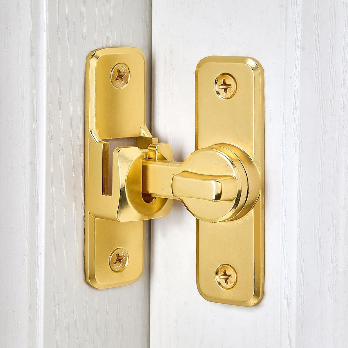 Gold 90/180 Degree Flip Barn Door Lock, Protect Privacy - Security Door Latch, Gate Latches Hardware for Barn Door, Bathroom, Cabinet, Window,Garden,Sliding Door