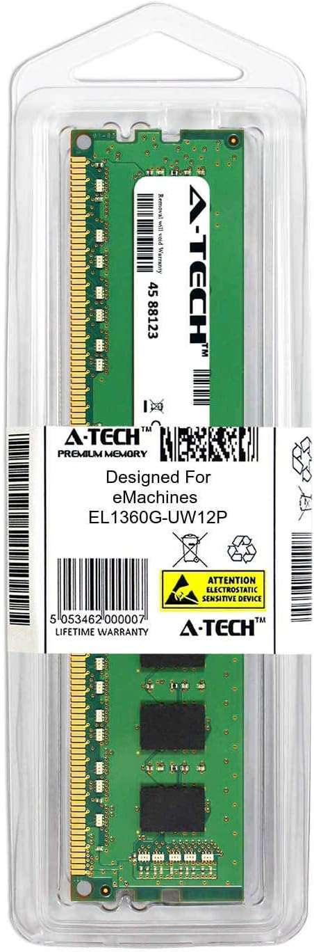A-Tech 4GB Module for eMachines EL1360G-UW12P Desktop & Workstation Motherboard Compatible DDR3/DDR3L PC3-12800 1600Mhz Memory Ram (ATMS389168B12046X1)