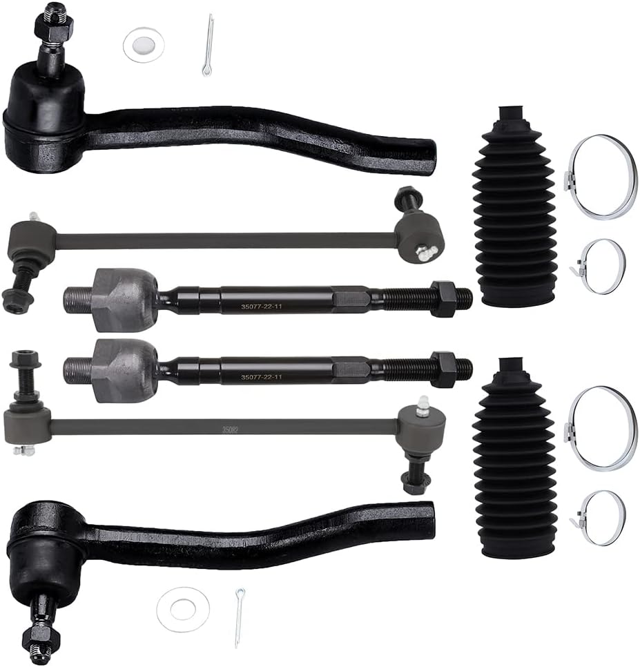ASAPE 8 Pcs Suspension Kit - Fit 2009-2014 for Nissan Maxima, Include - Front Outer and Inner Tie Rod End Front Sway Bar End Link Front Steering Rack Boot OE# ES800357 ES800358