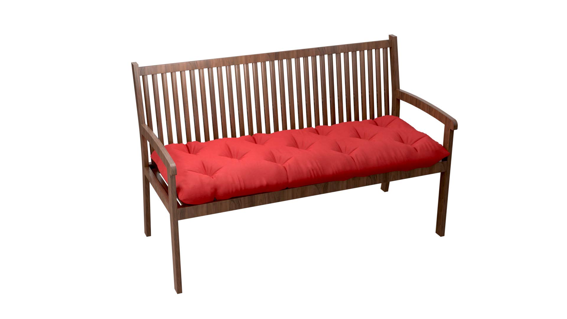 chilly pilley Bankkissen Bankauflage Bankpolster Gesteppt Gartenkissen Mit Gürtelschlaufen Sitzkissen Kissen für Gartenbank Gartenbankauflage für Gartenmöbel Sitzkissen (120x50x12, Rot)