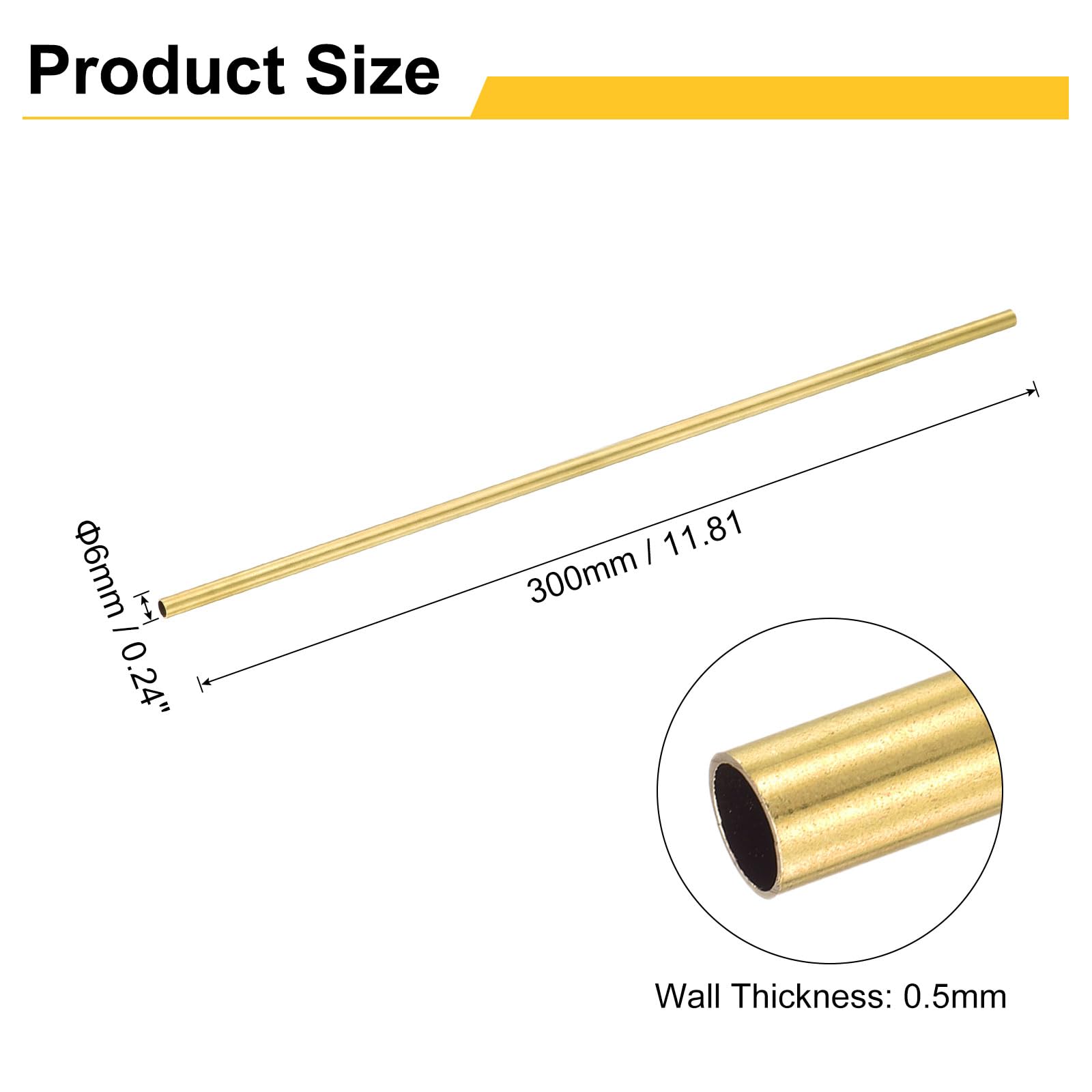 Produktbild von 2x Messing-Rundrohr – 7,5 X 0,5 Mm, 300 Mm Länge – Nahtlos, Schweißbar – Für DIY, Modelle & Industrielle Anwendungen