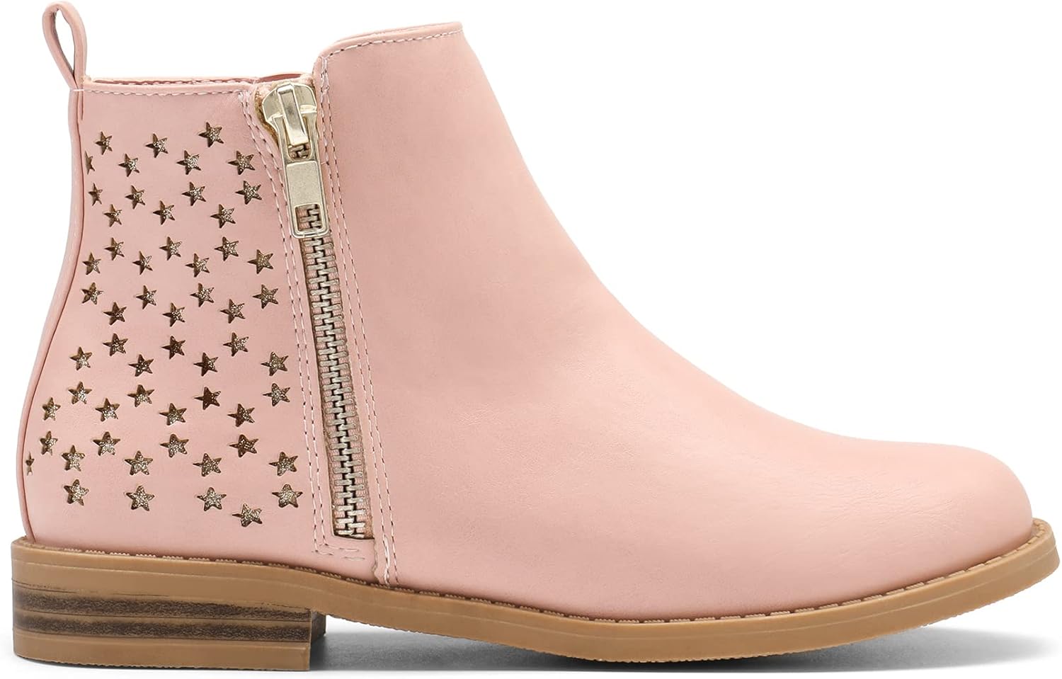 DREAM PAIRS Girls Ankle Boots Kids Fashion Booties with Glitter Stars Side Zipper Low Heels Warm Shoes for Toddler/Little Kid/Big Kid