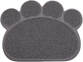 e-smile Cat Toilet Mat, Cat Sand Removing Mat, Paw Pattern, Cat Mat, PVC, Splash Prevention Mat, Entrance Mat, Easy to Clean, Deodorizing, Washable Mat, Food Mat (L)