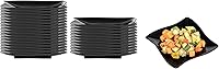 Vista 1 de Restaurantware - Platos de postre de 3 x 3 pulgadas, 100 platos de cóctel pequeños, cuadrados, bordes ondulados, platos desechables de plástico Negro
