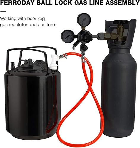 Miniatura 7 de FERRODAY Conjunto de línea de gas de bloqueo de bola, tubo largo rojo de 5 pies, bloqueo de bola 516, juego de desconexión de gas, kit de