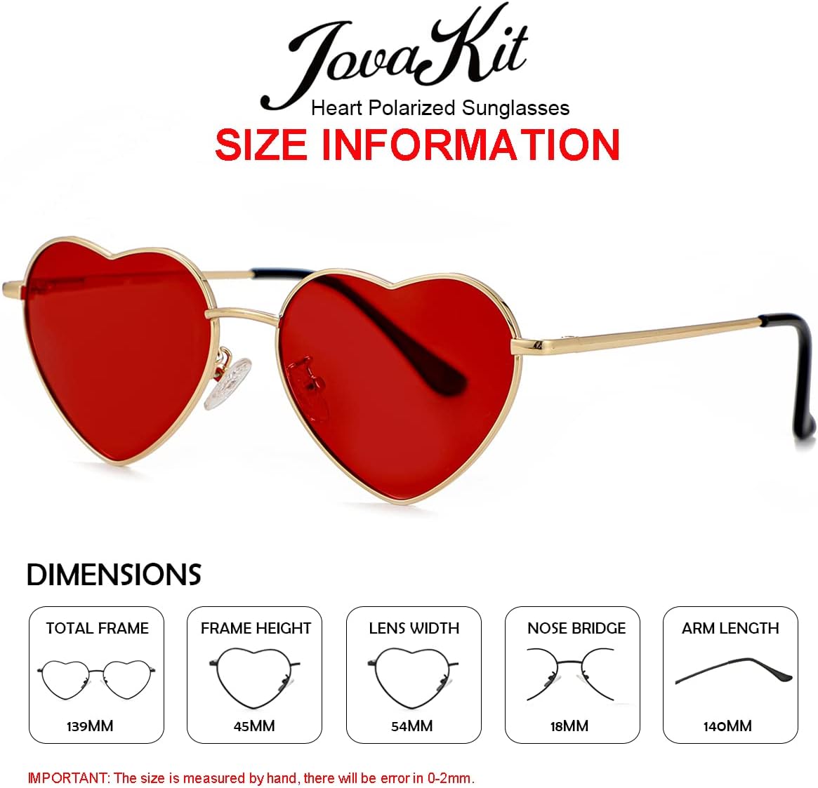 JOVAKIT Polarized Heart Sunglasses for Women Fashion Lovely Style Metal Frame UV400 Protection Lens - Image 3