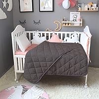 Vista 2 de BEDSUM Edredón 100% de microfibra cepillada para niños pequeños, ultrasuave, ligero y cálido, transpirable, manta acolchada para cuna, para Gris