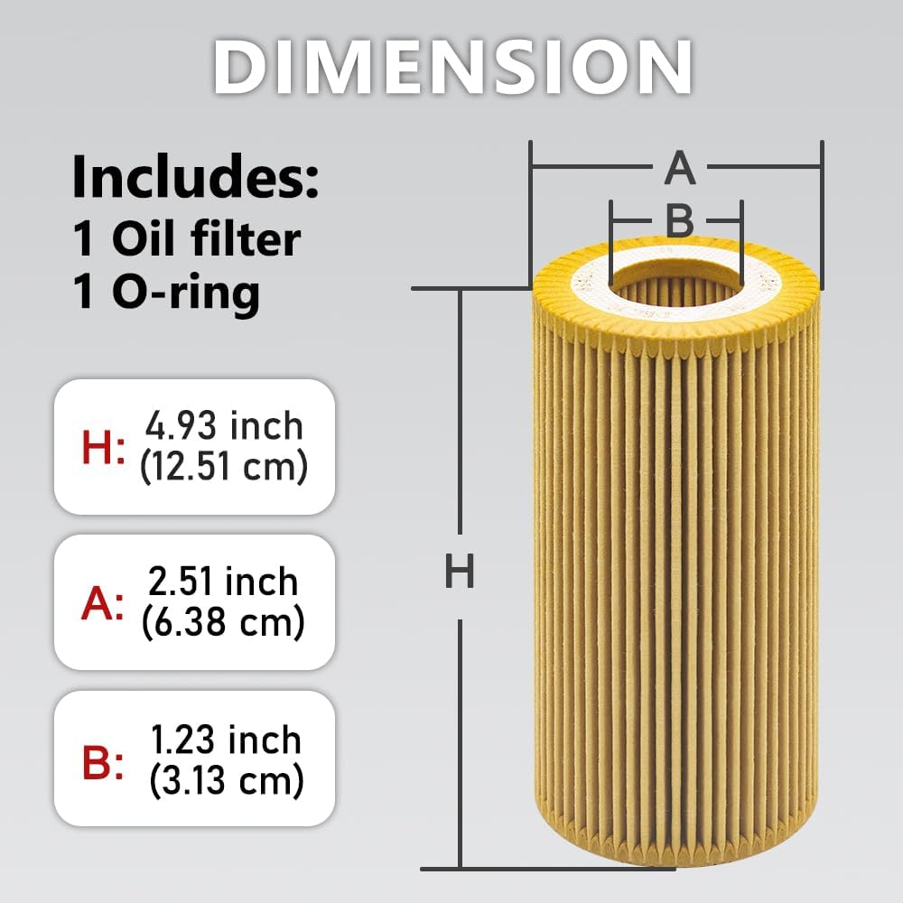 Oil Filter for 2.0L/2.5L, Fits Select Audi A3 A4 TT Quattro, Fits Select VW Passat Beetle Golf Jetta, Direct Replacement for OE# 06D115562 - Image 3