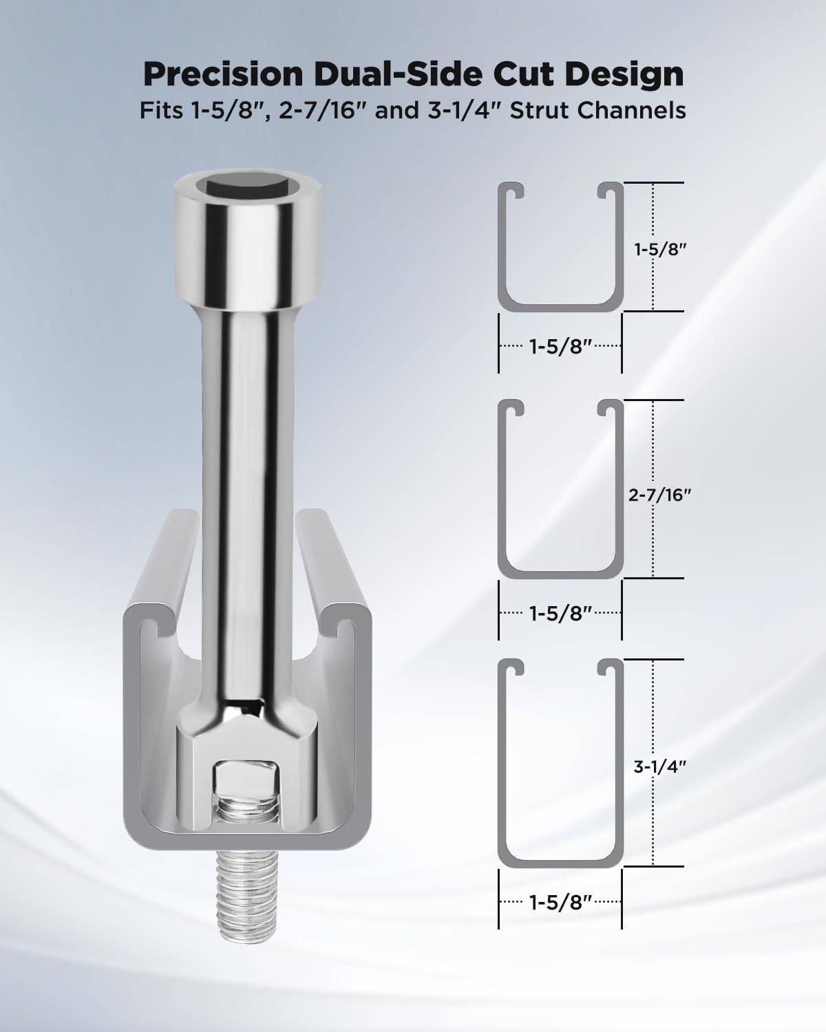 1/2″ Drive 3/4″ (19mm) Strut Channel Impact Socket, 12-Point 5-inch Cr-V Deep Socket, Crack-Resistant and Chrome Finish, Fits 1-5/8″, 2-7/16″ & 3-1/4″ Strut Channels