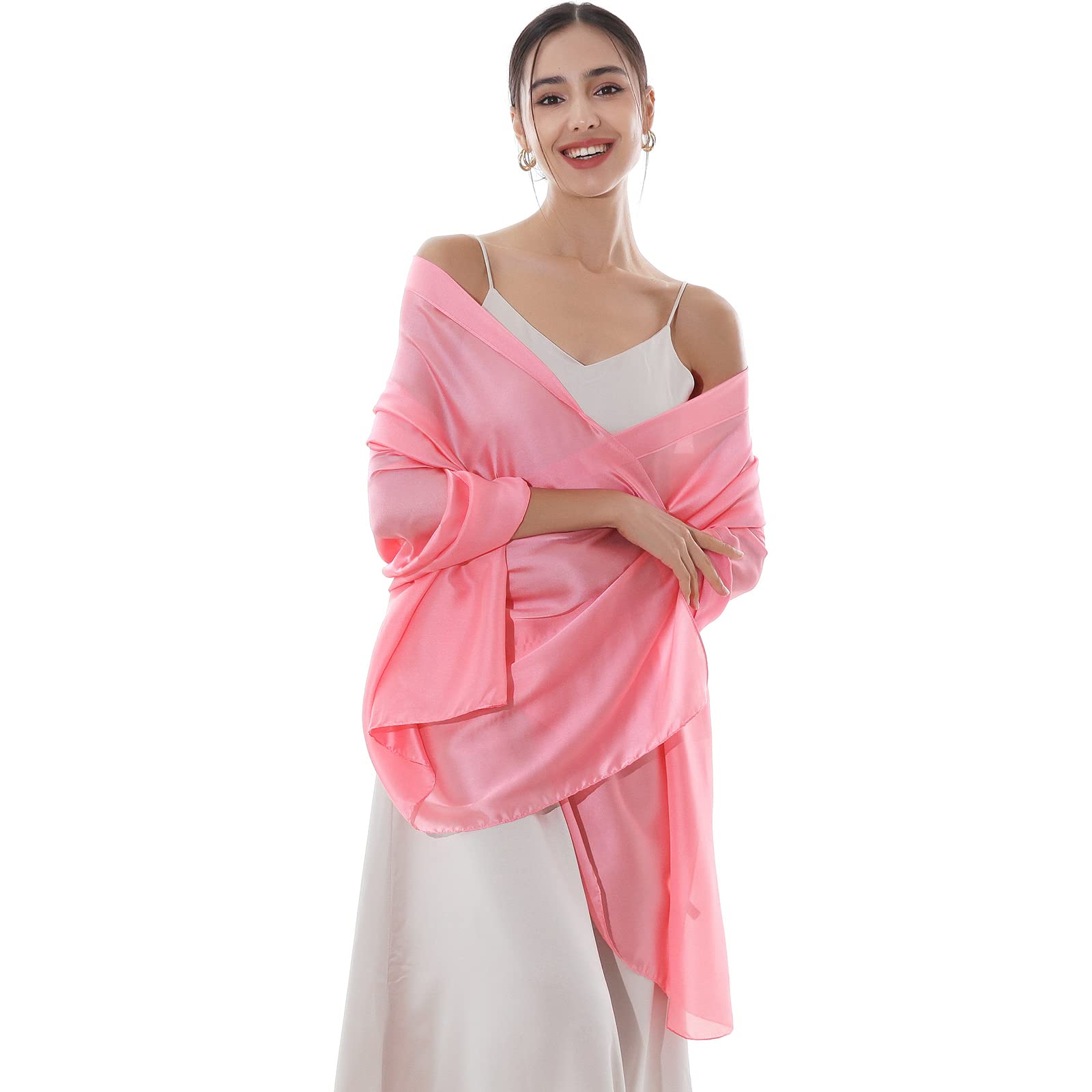 RIIQIICHY Foulard Sciarpa Seta Donna Pashmina Stola Scialle Cerimonia Abito da Sera Elegante Sposa