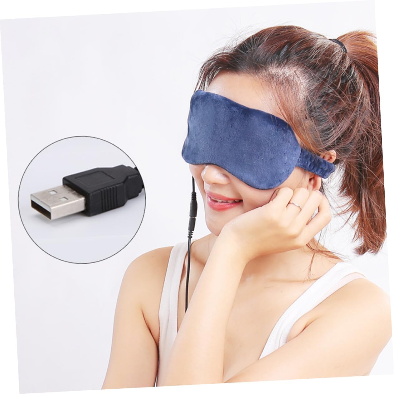USB Eye Mask for Relieving Eye Fatigue with Elastic Band Shading Blinder for Dark for Home and Travel