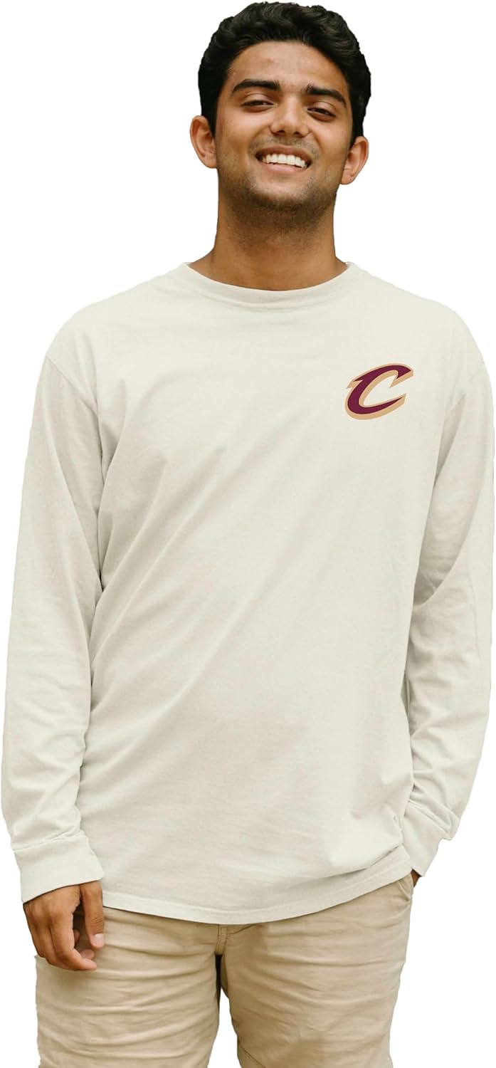 Blue 84 NBA Unisex-Adult NBA Officially Licensed Long Sleeve T-Shirt Ringspun Front/Back Ivory - Image 2