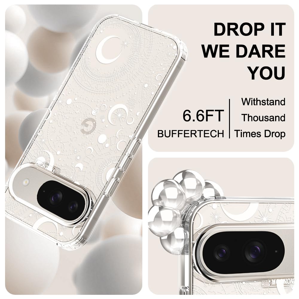 MOSNOVO Case for Google Pixel 10 & Pixel 10 Pro, [Buffertech 6.6ft Military-Grade Drop Protection] [Anti Peel Off Tech] Clear TPU Bumper Phone Case Cover Design - Cute Cherry — view 363