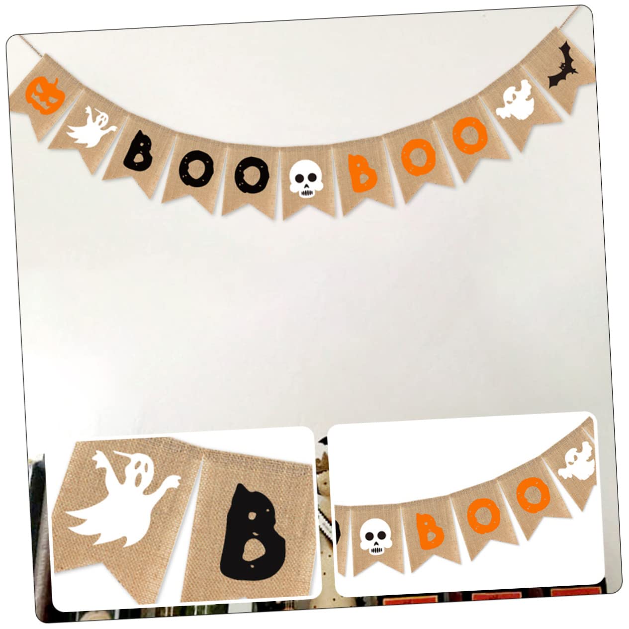 TOPBATHY 4 Stück Boo-Banner Dekorative Wimpelkette Halloween-Party-anhänger Halloween-Mantel Türanhänger Halloween Hängende Banner Halloween-Party-Banner Halloween-Party- Sackleinen