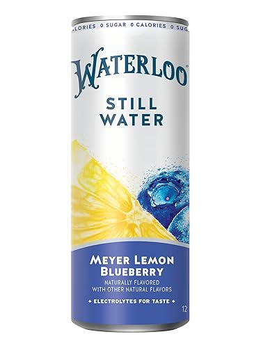 Miniatura 3 de Waterloo Still Water, Meyer Lemon Blueberry Agua purificada con sabor natural Latas de 12 onzas líquidas (paquete de 12) Cero calorías Cero