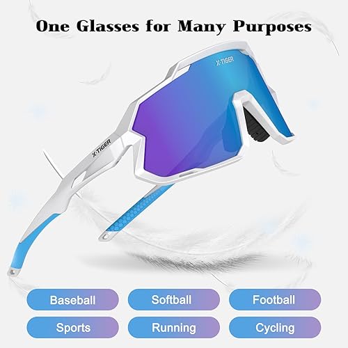 Miniatura 7 de X-TIGER Gafas de sol polarizadas para niños y niñas, lentes de sol de béisbol polarizadas para niños de 8 a 14 años, UV400, gafas de ciclismo y