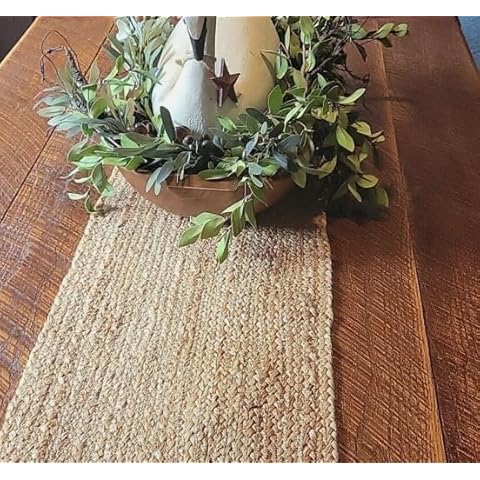 Natural Jute Table Runner Rug, Farmhouse Style Decor for Dining Table | Hand Woven Rug Long-Lasting Rectangular Runner | Made from Jute Material for Indoor & Covered Door Entrances Size- 13 X 36 Inch Cover