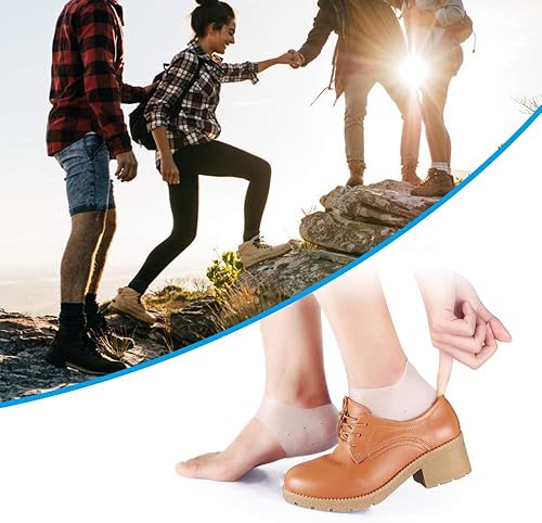 Miniatura 5 de 4 pares de taloneras para dolor de talón, inserciones de fascitis plantar, protectores de talón de silicona para hombres y mujeres, calcetines