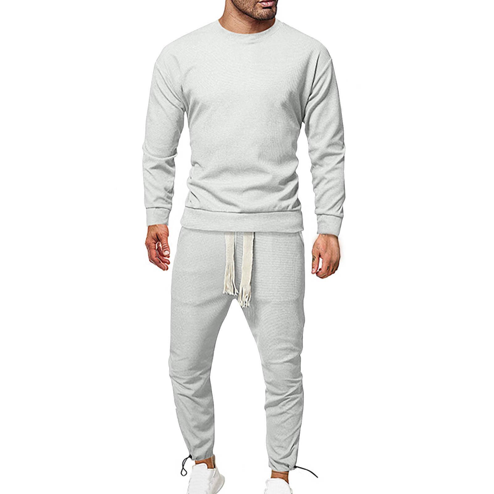 Completo Uomo Sportivo Felpa e Pantaloni Tute da Ginnastica Cotone Leggero