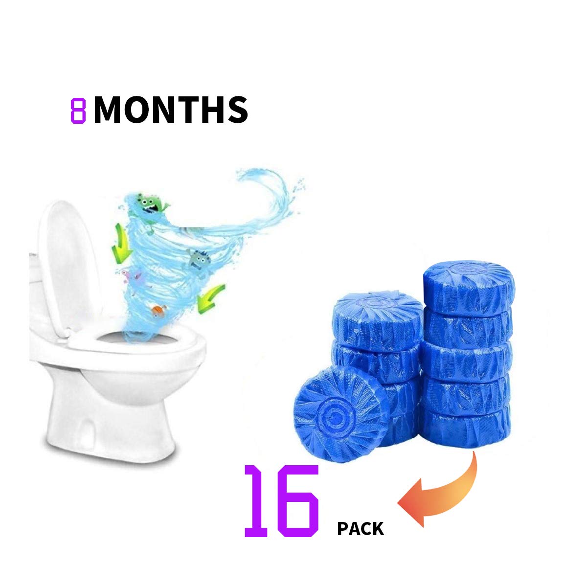 Buy Toilet Cleaner,16 Pack Blue Plus Bleach Automatic Toilet Cleaner