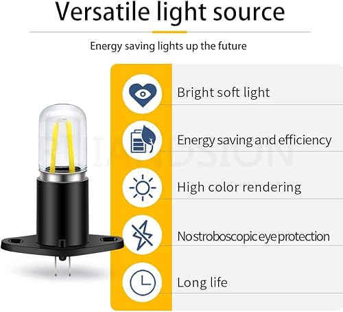 Miniatura 2 de Ruiandsion Z187 T170 Bombilla LED para microondas blanca 110 V 125 V 130 V 110-130 V 2 W equivalente a 20 W LED filamento bombilla de repuesto para