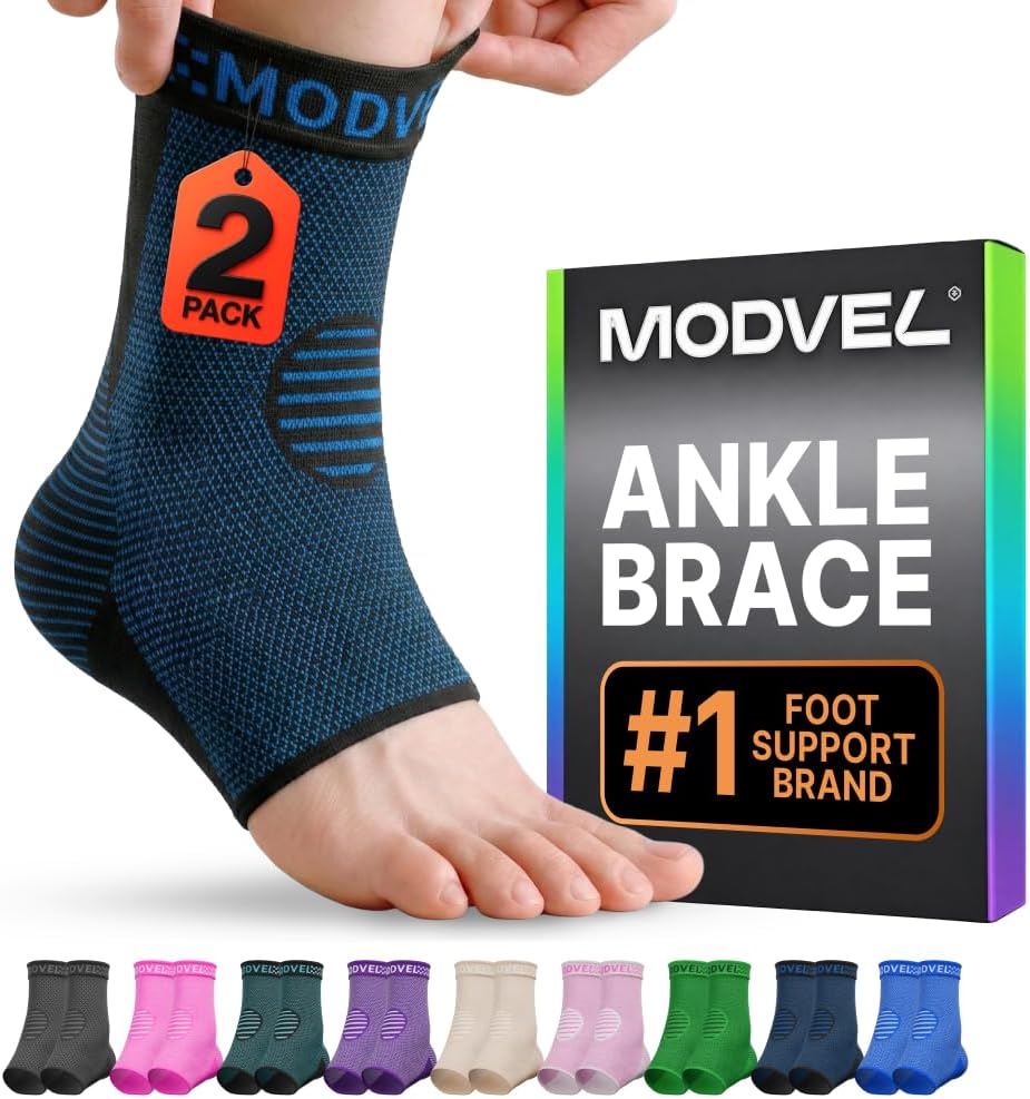 Modvel Foot & Ankle Brace Socks for Sprained Ankle Compression Sleeve - Foot Support for Women & Men - Tendonitis & Arthritis Ankle Brace Sports Running, Torn Ligaments & Women Stabilizing Ankle Wrap