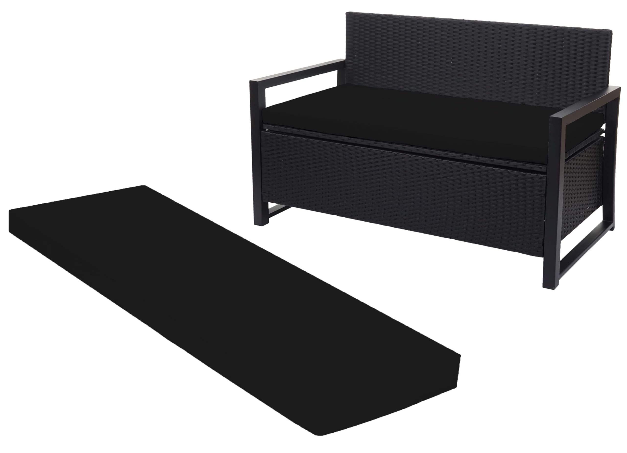 Crescent Textile 100% Waterproof Garden Bench Cushion 2/3/4 Seater Outdoor Long Bench Seat Pad for Lawn & Garden, Patio, Office, Coffee Shop with Removable Cover (3 Seater 140cm x 51cm x 5cm, Black) โ image 1
