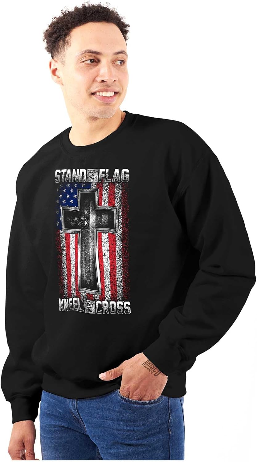 Brisco Brands Stand For Flag Kneel The Cross Sweatshirt for Men or Women