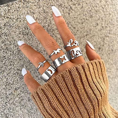 MILACOLATO 104 Pcs Knuckle Rings for Women, Thumb Rings for Women, Bohemian Rings Set Vintage Stackable Rings Hollow Butterfly Snake Joint Finger Rings Set for Women Teen Girls