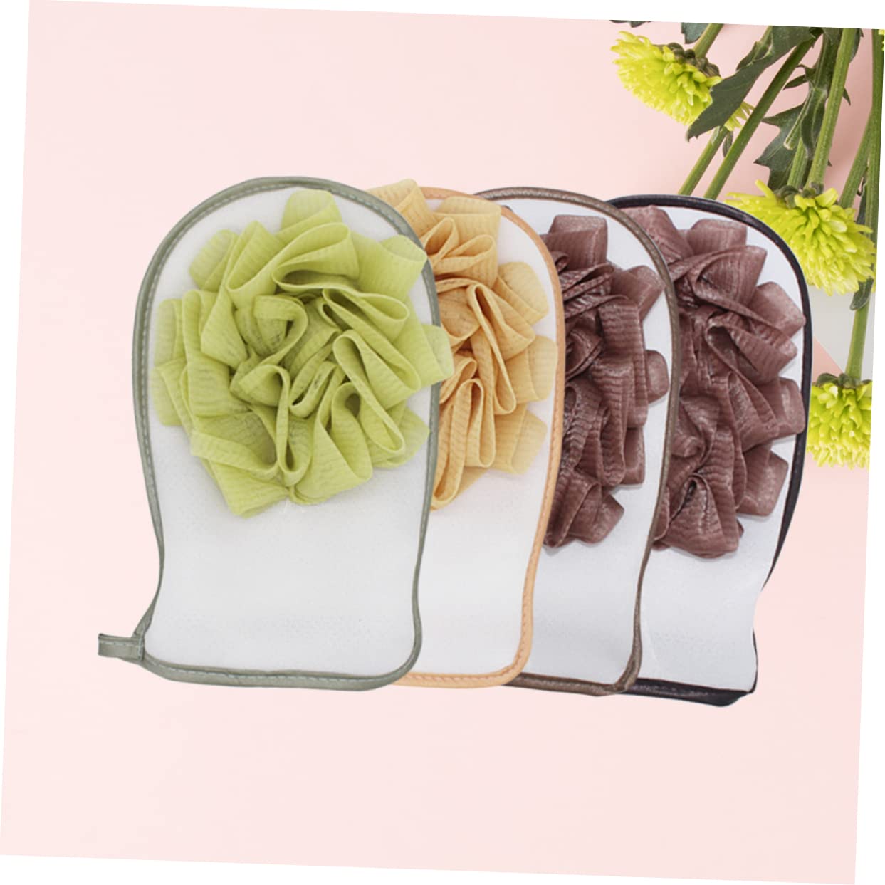 Housoutil 9 Piezas 2 Guantes Exfoliantes Para Exfoliación Corporal Guante Removedor De Piel Muerta Tarjetero Rosa Guantes Exfoliantes De Doble Cara Tómate Un Baño Agente De Mudanzas Amantes